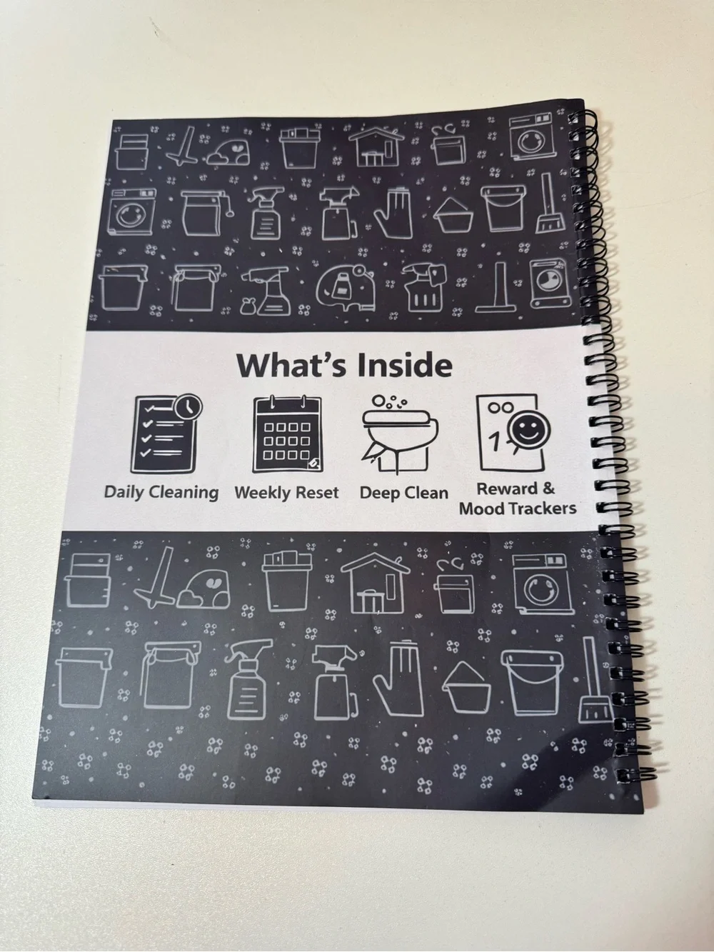 ADHD Cleaning Planner Notebook - Black & White